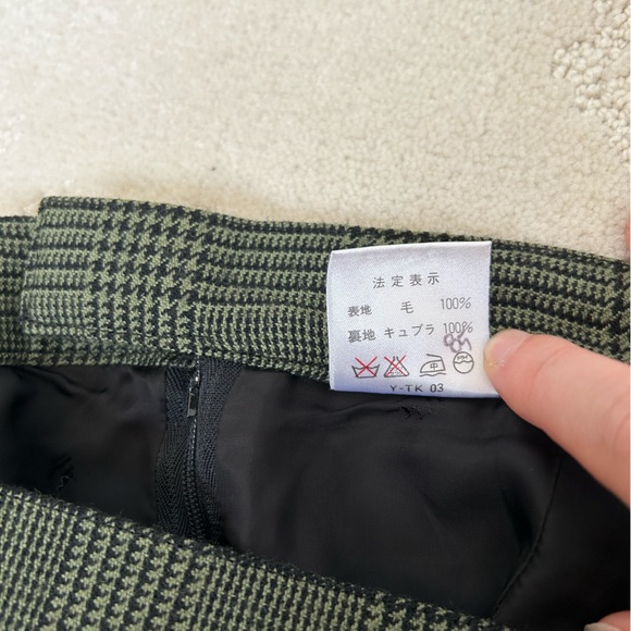 Vintage Christian Dior Skirt Dark Green Plaid Houndstooth Pencil Sz 9 (fits XS) - Picture 6 of 9